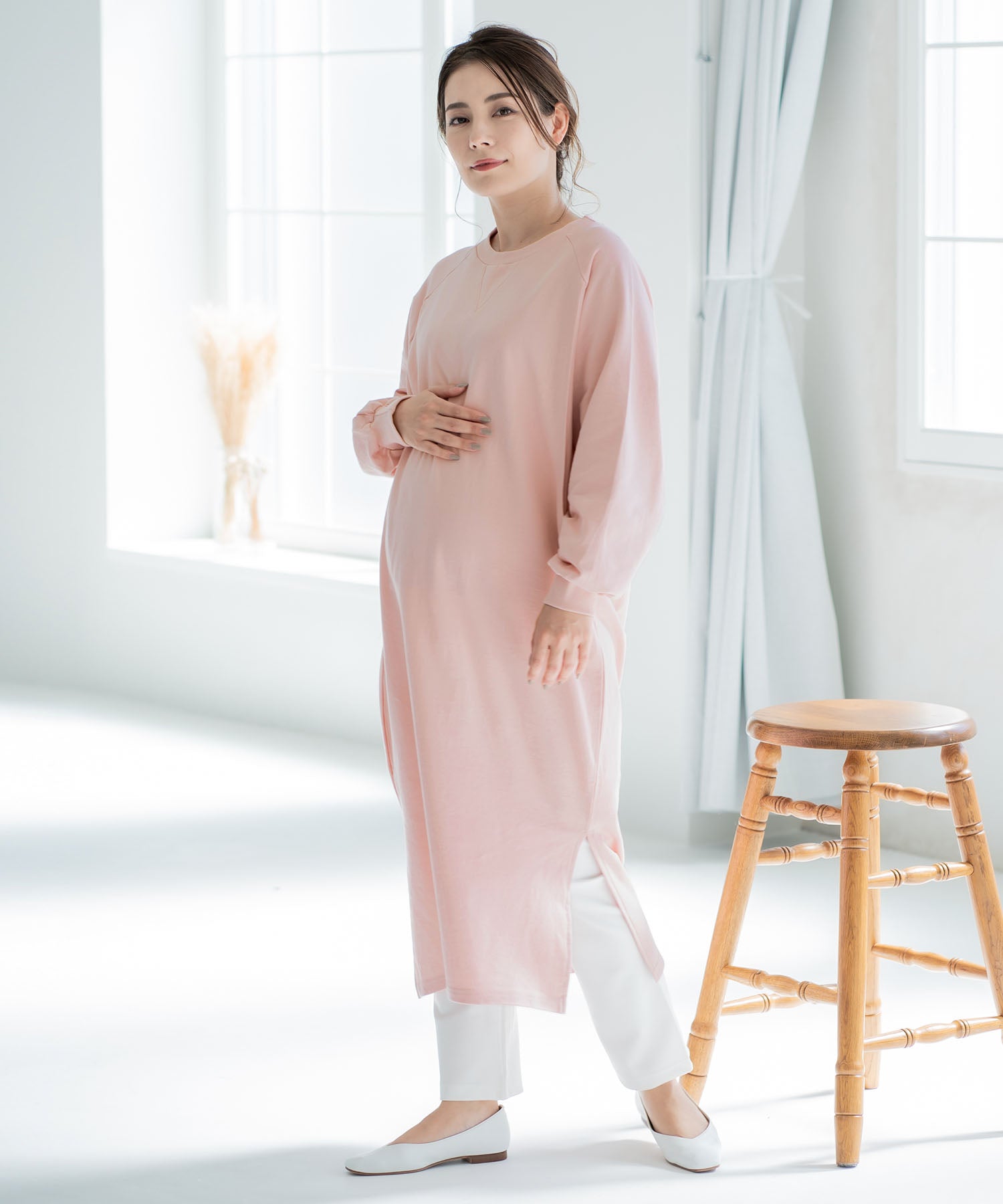チョコア CHOCOA 授乳やわらかコットンワンピース【マタニティ服／授乳服】21d04 （アイボリー(ivory)） アイボリー(ivory)