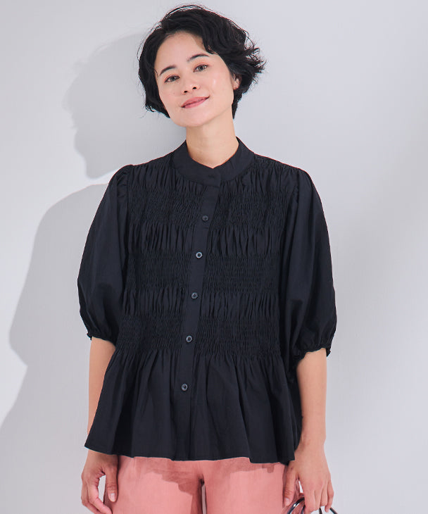チョコア CHOCOA ギャザープチブラウス【マタニティ服／産前産後】iv24ssーbl01
