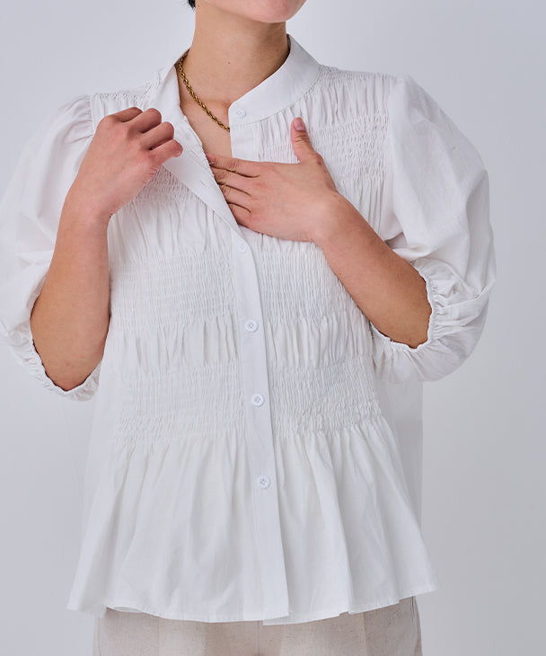 チョコア CHOCOA ギャザープチブラウス【マタニティ服／産前産後】iv24ssーbl01