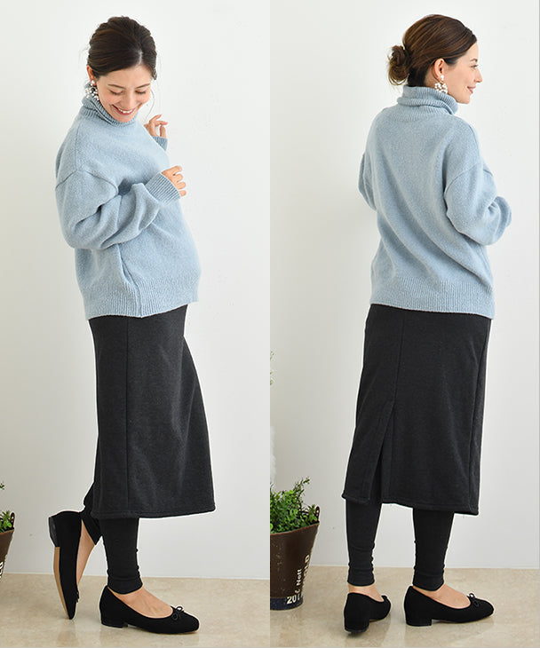 チョコア CHOCOA 裏起毛ロングスカートレギンス【マタニティ服】レギンス 裏起毛 暖か 防寒 寒さ対策 伸縮性抜群 スカートレギンス 妊婦 妊娠 産前産後 春秋冬 スカート （チャコール(charcoal)） チャコール(charcoal)
