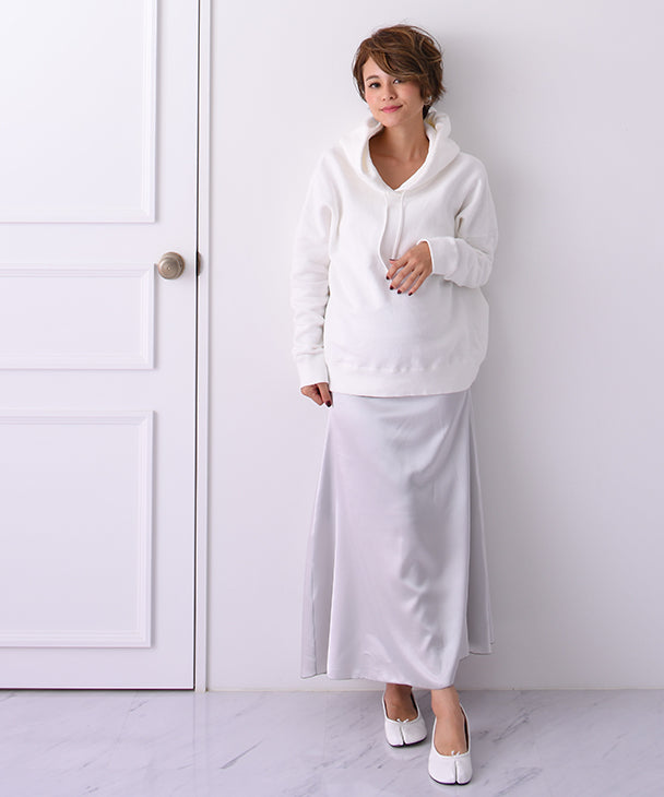 チョコア CHOCOA 產前產後緞面美線裙【孕婦服／產後】緞面裙 光澤 長裙 蓬鬆 孕婦 孕期 產前產後 春秋冬 美腿 舒適度