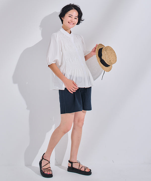 CHOCOA Linen Short Pants 【Maternity Wear / Pre and Postnatal】 fc24ss-spt03