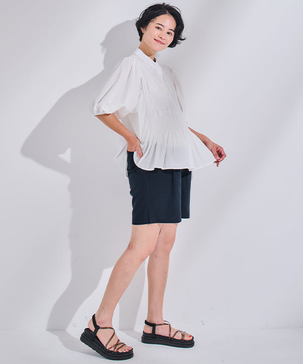 CHOCOA Linen Short Pants 【Maternity Wear / Pre and Postnatal】 fc24ss-spt03