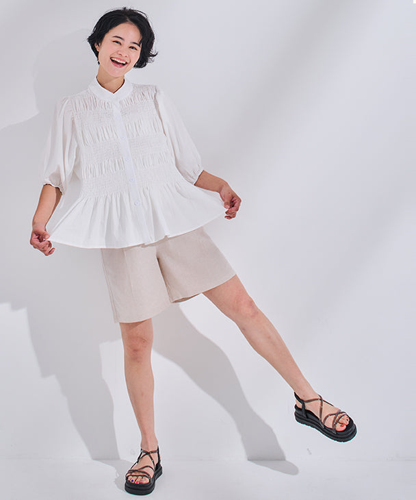 CHOCOA Linen Short Pants 【Maternity Wear / Pre and Postnatal】 fc24ss-spt03