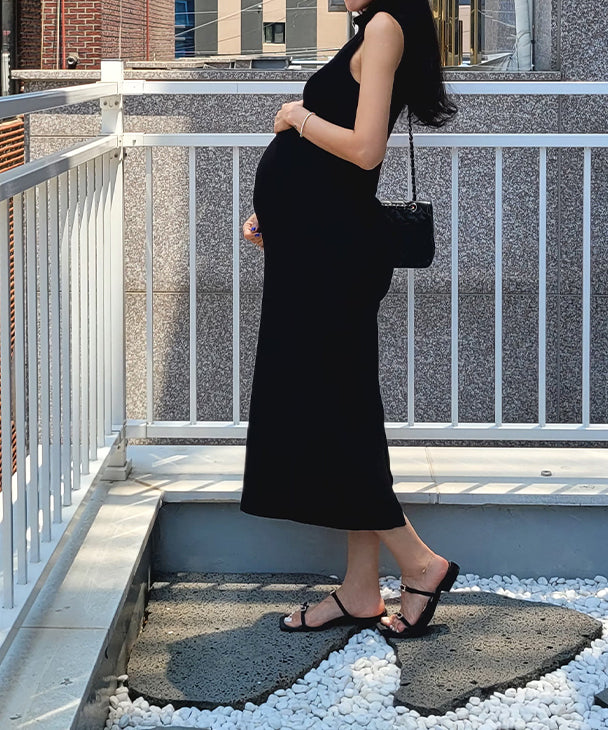 CHOCOA Nursing Rib Knit Dress 【Maternity Wear / Nursing Wear】 ks23ss03