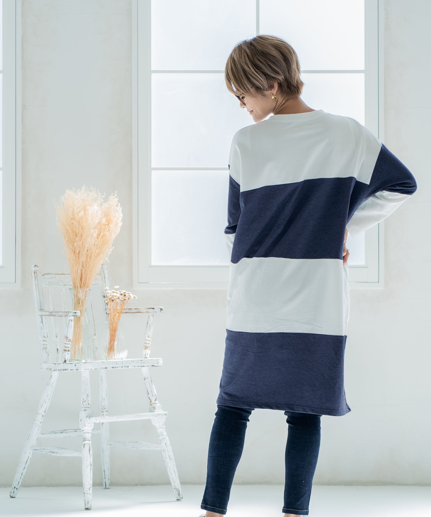 チョコア CHOCOA 授乳ワイドボーダーワンピース【マタニティ服／授乳服】21d42 （チャコール(charcoal)） チャコール(charcoal)