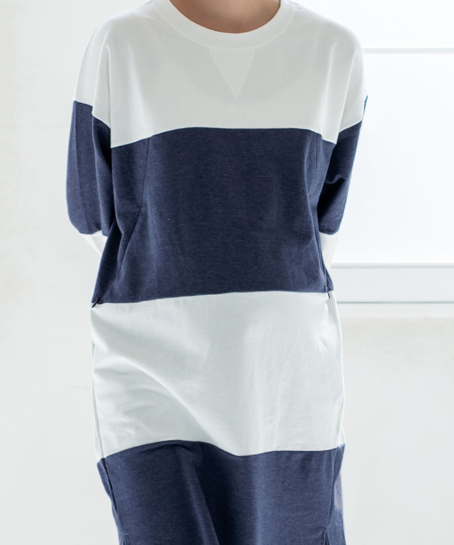 チョコア CHOCOA 授乳ワイドボーダーワンピース【マタニティ服／授乳服】21d42 （チャコール(charcoal)） チャコール(charcoal)