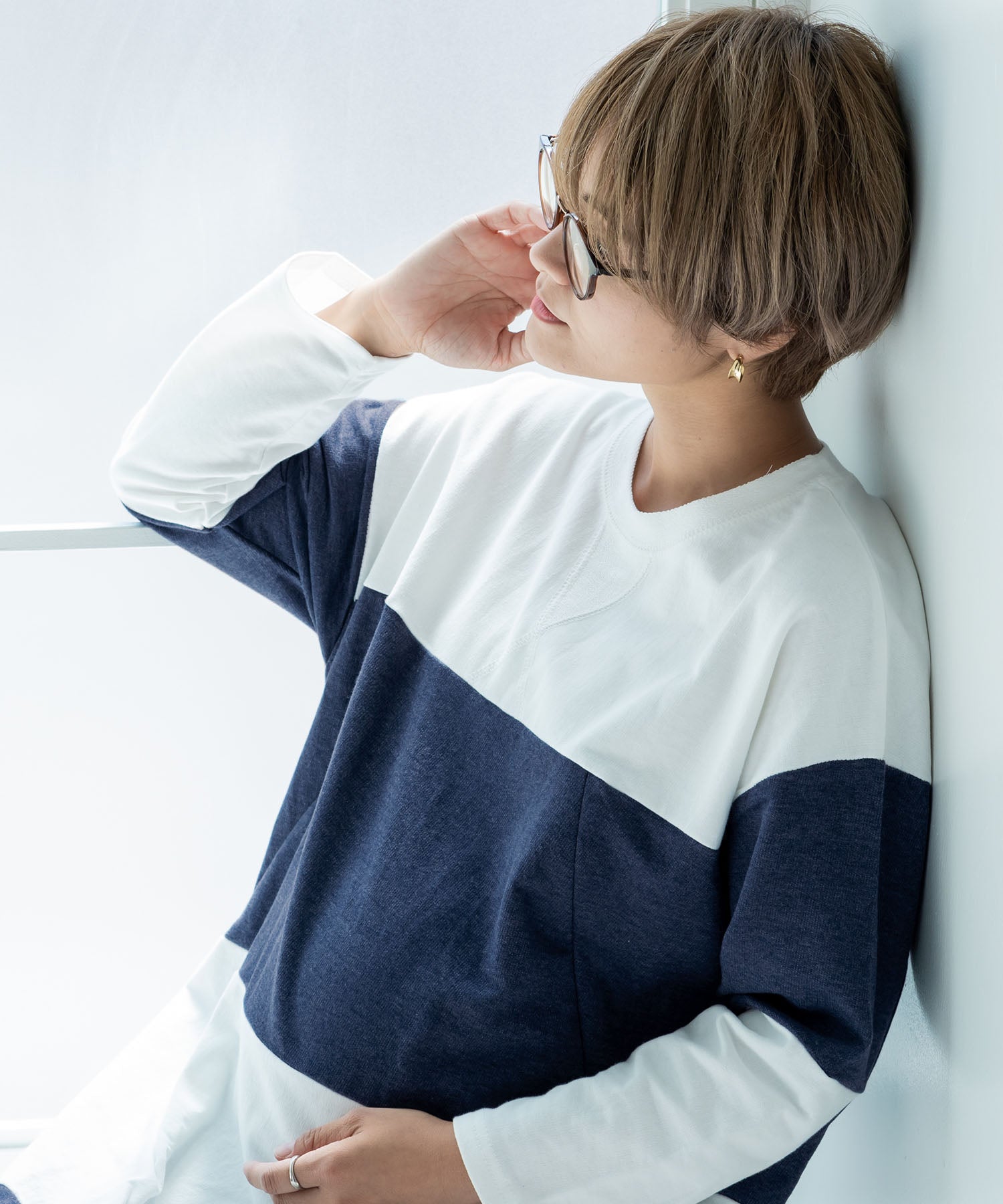 チョコア CHOCOA 授乳ワイドボーダーワンピース【マタニティ服／授乳服】21d42 （チャコール(charcoal)） チャコール(charcoal)