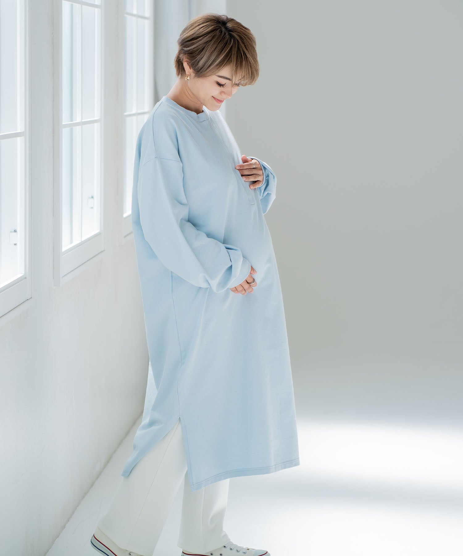 巧克力亞 CHOCOA 哺乳寬鬆衛衣連衣裙【孕婦服／哺乳服】