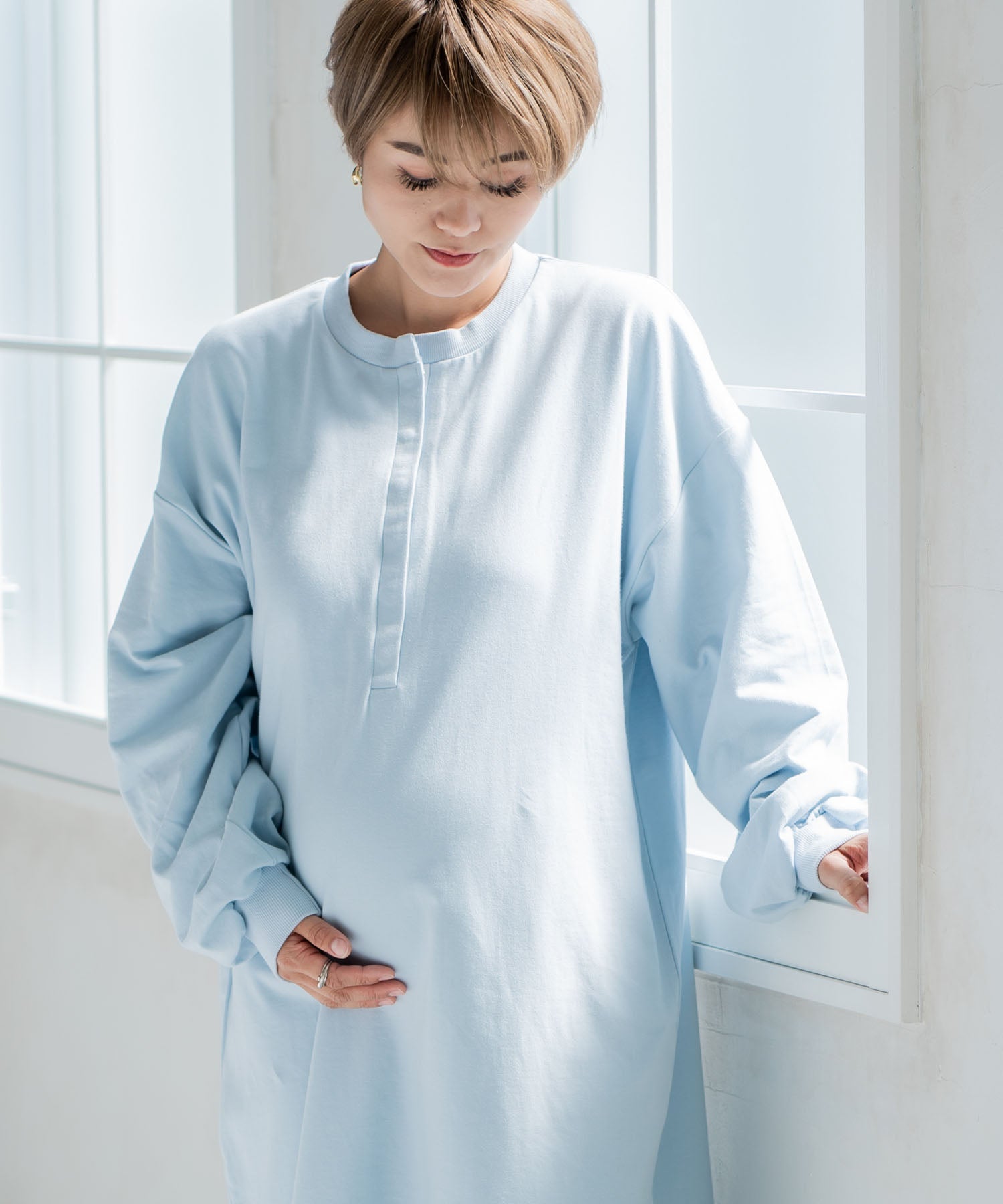 巧克力亞 CHOCOA 哺乳寬鬆衛衣連衣裙【孕婦服／哺乳服】