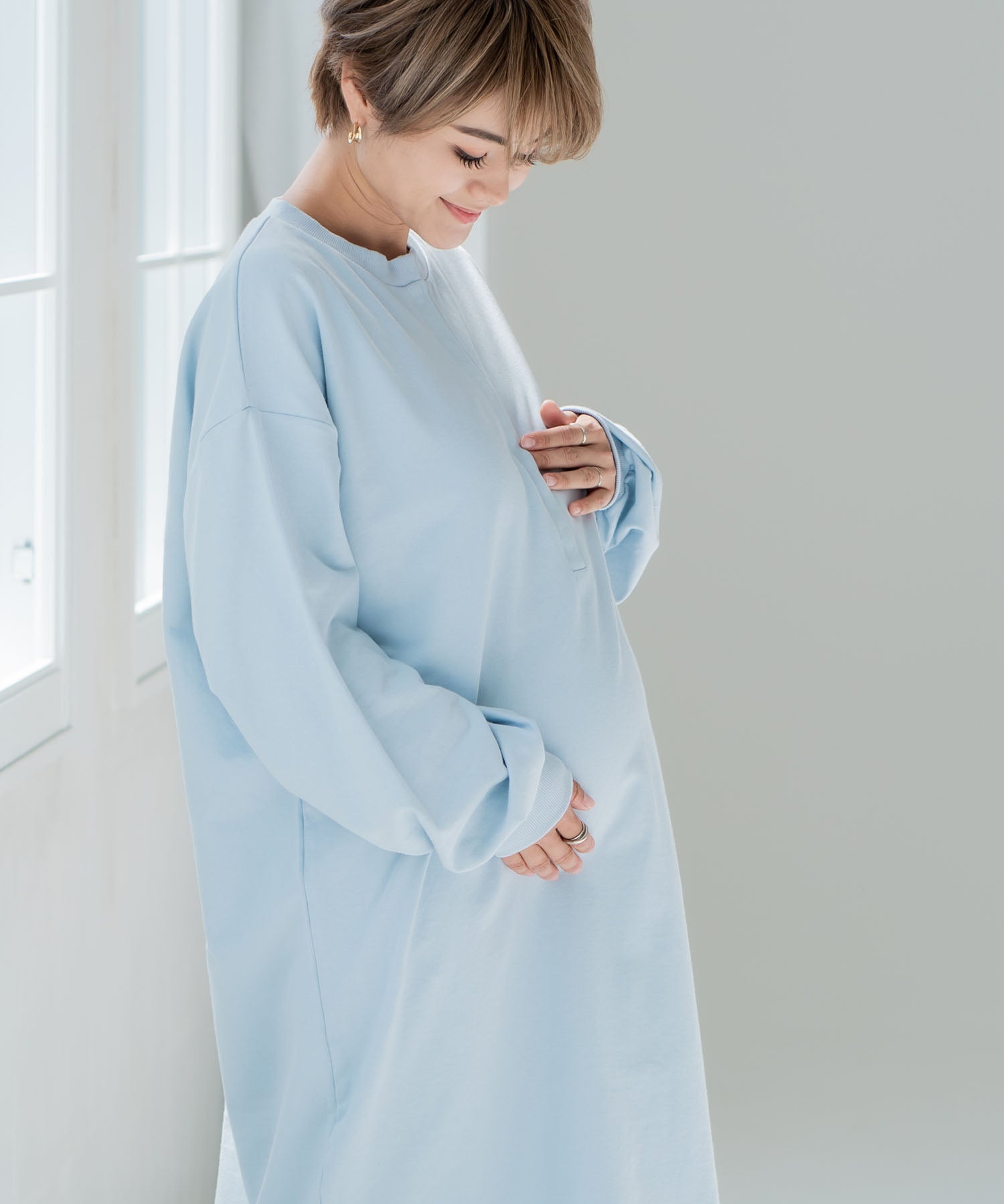 巧克力亞 CHOCOA 哺乳寬鬆衛衣連衣裙【孕婦服／哺乳服】