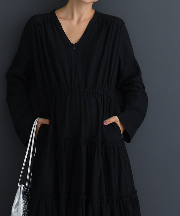 Chocoa Nursing Tiered Volume Dress [Maternity Clothes / Nursing Clothes] Maternity Dress Nursing Dress Tiered Flare Dress Pregnant Women Pregnancy Maternity Before and After Autumn and Winter
