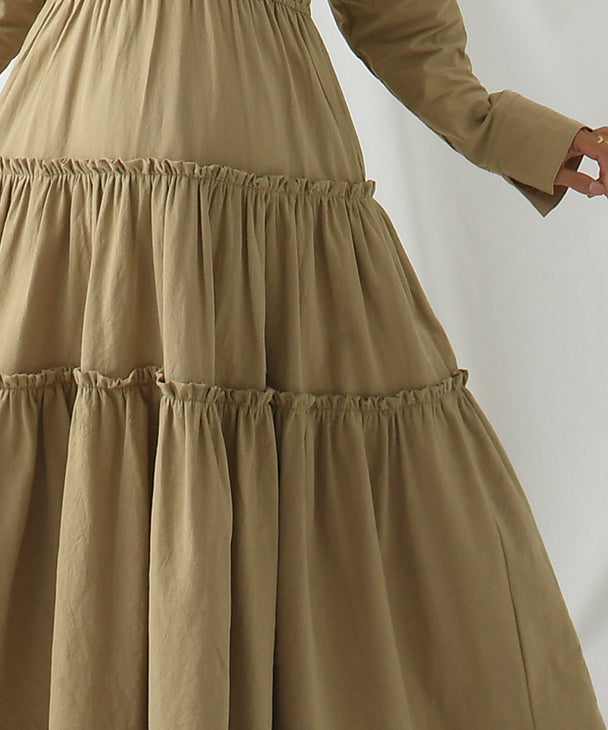 Chocoa Nursing Tiered Volume Dress [Maternity Clothes / Nursing Clothes] Maternity Dress Nursing Dress Tiered Flare Dress Pregnant Women Pregnancy Maternity Before and After Autumn and Winter
