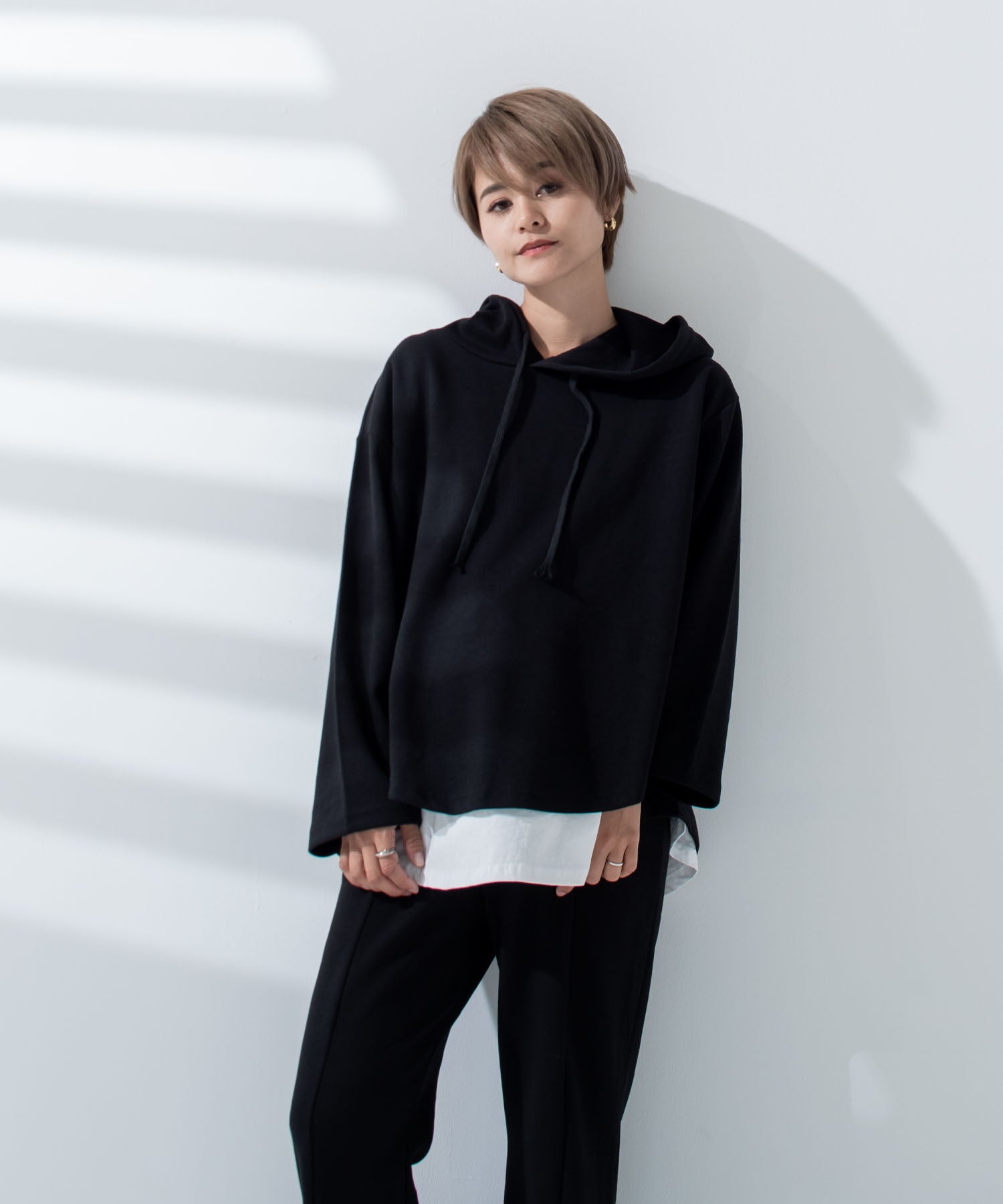 チョコア CHOCOA 授乳レイヤードパーカー(セットアップ可)【マタニティ服／授乳服】21d38 （グレー(gray)） グレー(gray)