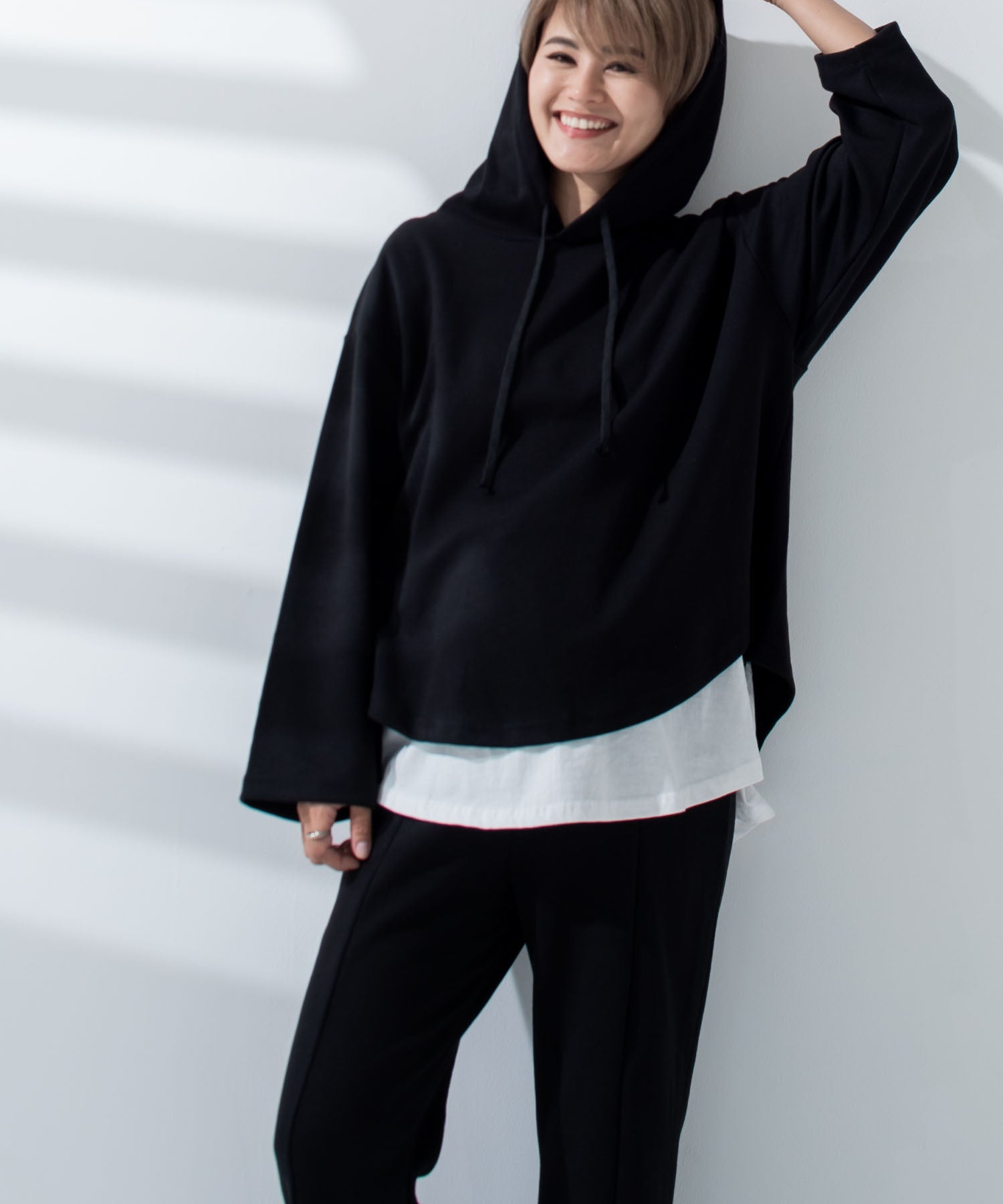 チョコア CHOCOA 授乳レイヤードパーカー(セットアップ可)【マタニティ服／授乳服】21d38 （グレー(gray)） グレー(gray)