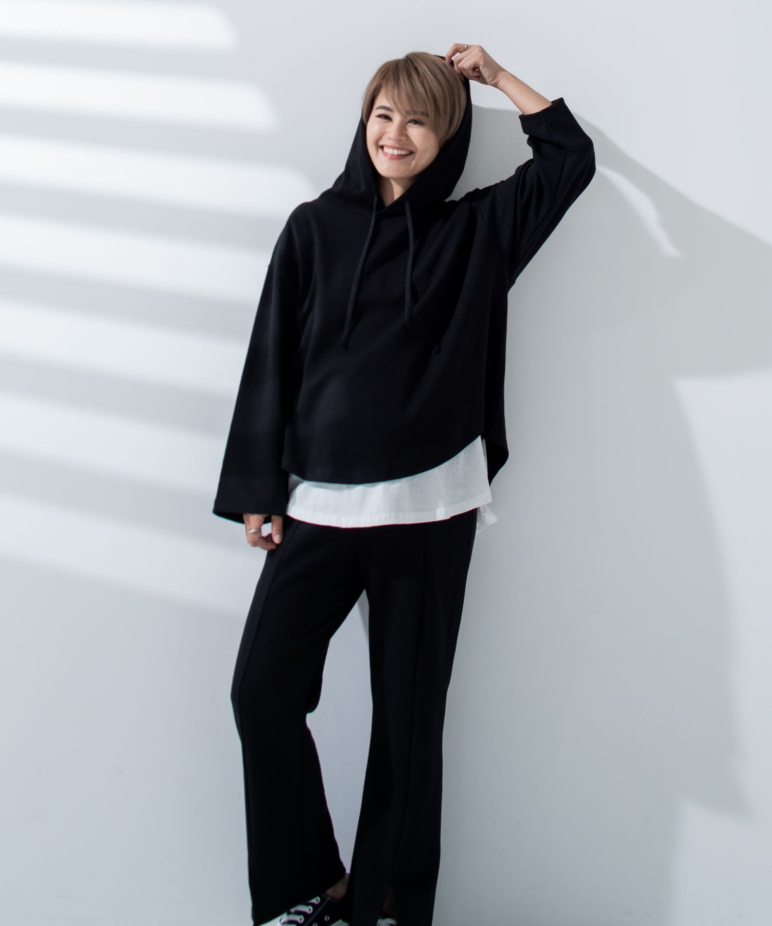 チョコア CHOCOA 授乳レイヤードパーカー(セットアップ可)【マタニティ服／授乳服】21d38 （グレー(gray)） グレー(gray)