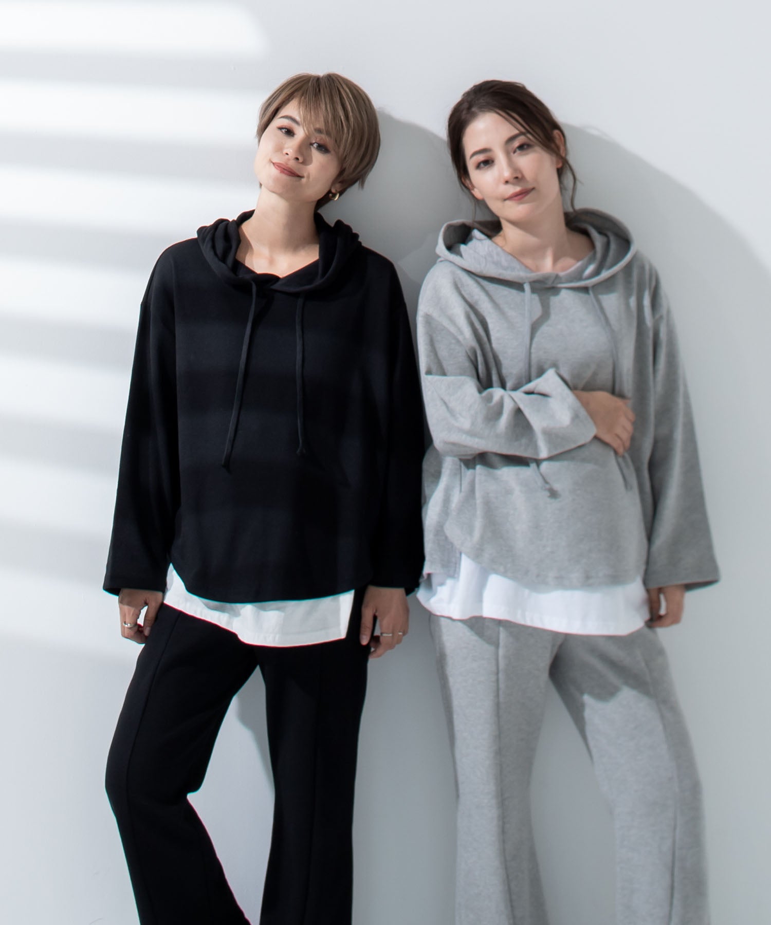 チョコア CHOCOA 授乳レイヤードパーカー(セットアップ可)【マタニティ服／授乳服】21d38 （グレー(gray)） グレー(gray)