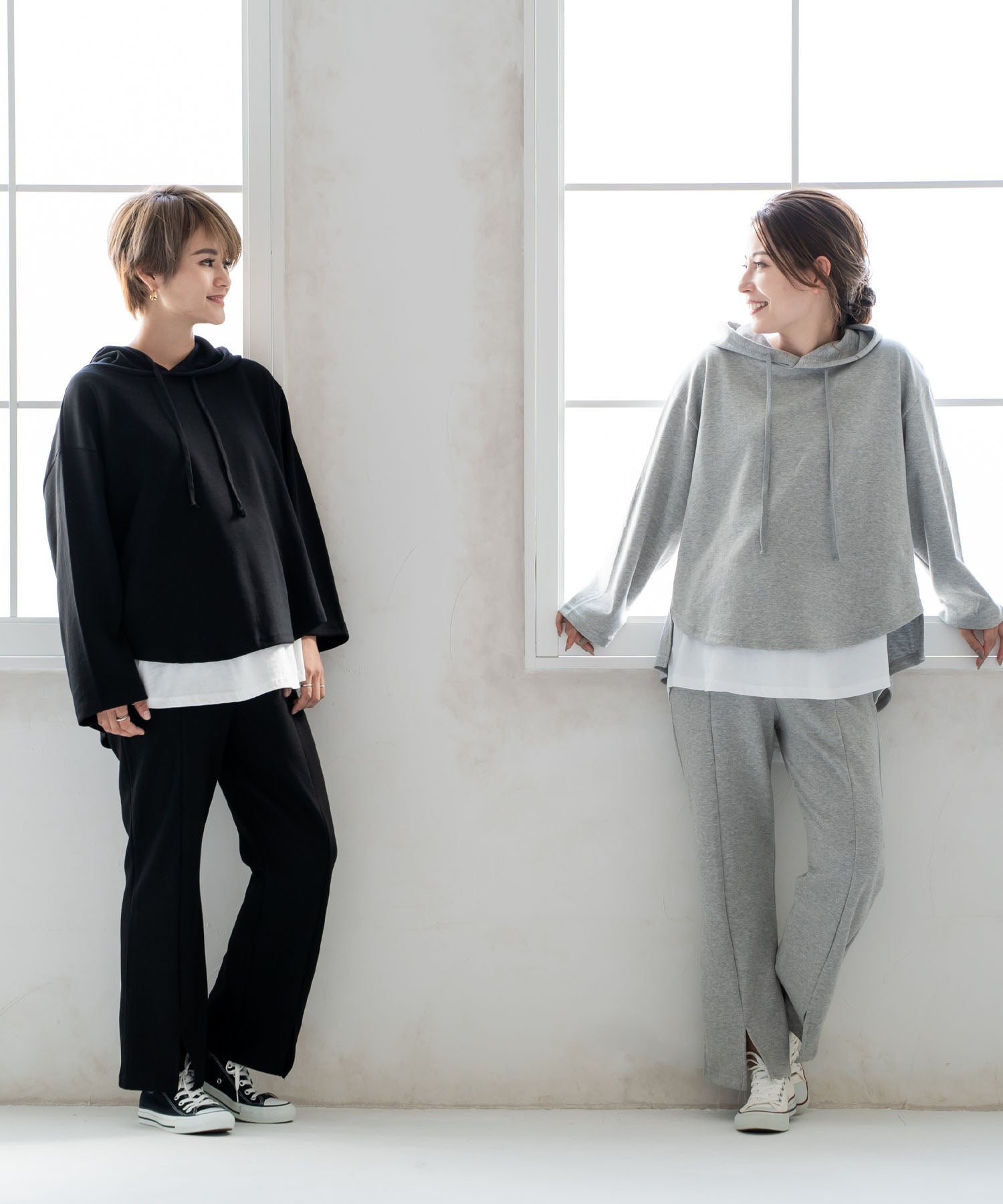 チョコア CHOCOA 授乳レイヤードパーカー(セットアップ可)【マタニティ服／授乳服】21d38 （グレー(gray)） グレー(gray)