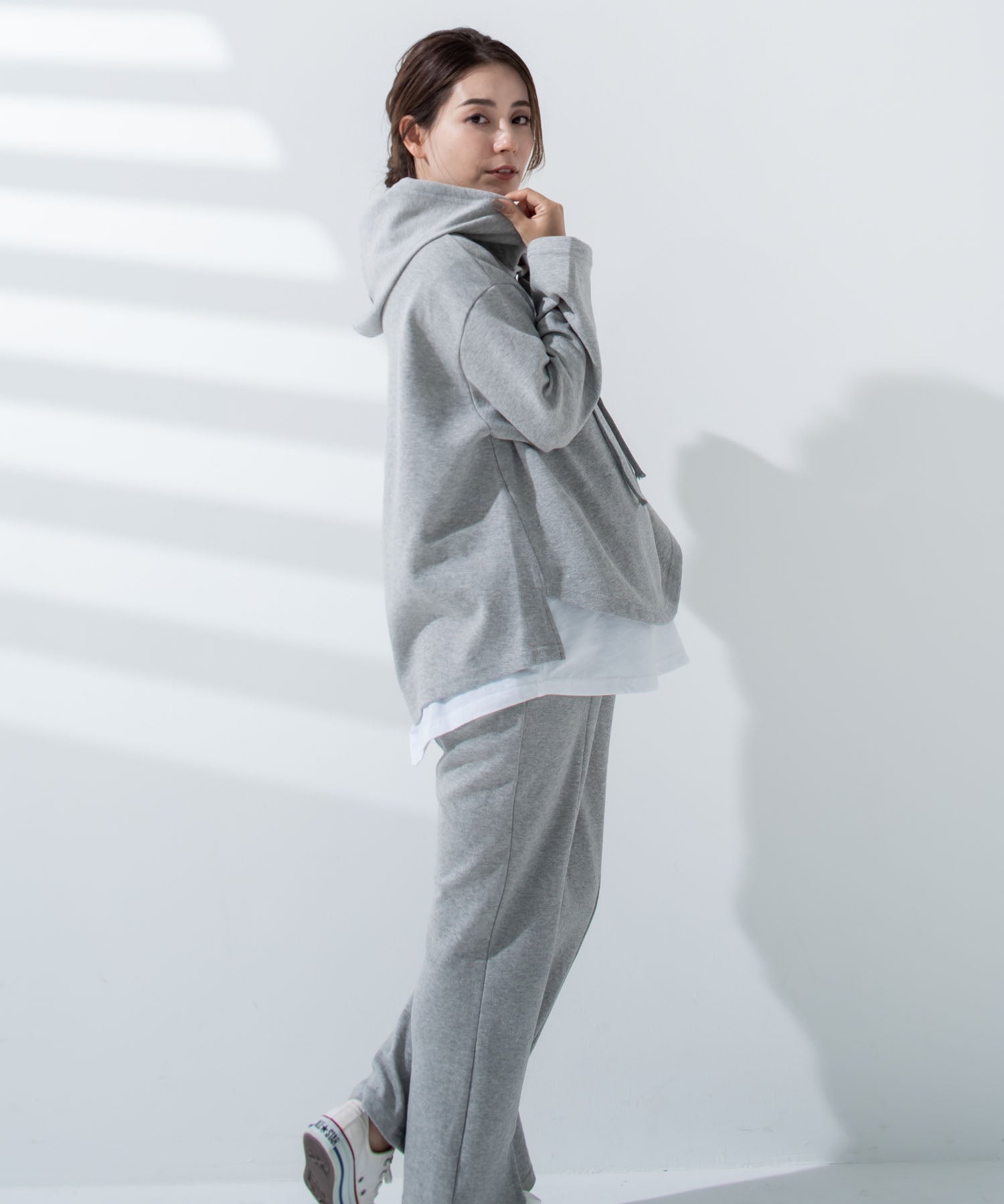 チョコア CHOCOA 授乳レイヤードパーカー(セットアップ可)【マタニティ服／授乳服】21d38 （グレー(gray)） グレー(gray)