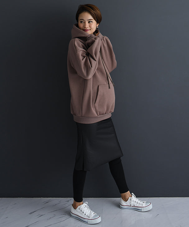チョコア CHOCOA 假皮革內刷毛裙褲【孕婦服】褲子 內刷毛 保暖 防寒 寒冷對策 伸展 伸縮性 裙褲 孕婦 懷孕 產前產後 春秋冬