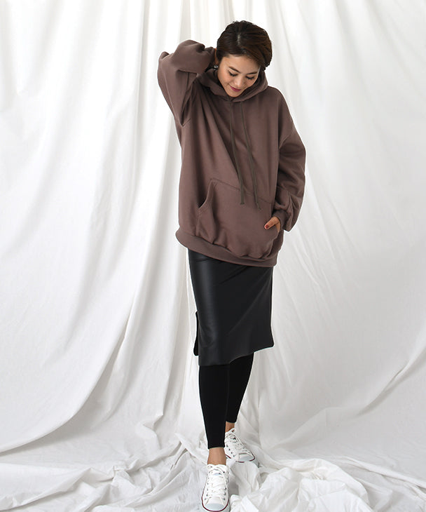 チョコア CHOCOA 假皮革內刷毛裙褲【孕婦服】褲子 內刷毛 保暖 防寒 寒冷對策 伸展 伸縮性 裙褲 孕婦 懷孕 產前產後 春秋冬