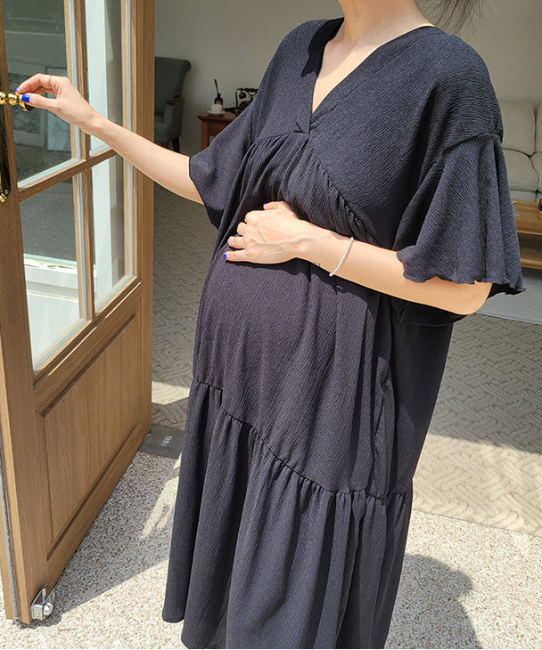 チョコア CHOCOA リラックスロングワンピース【マタニティ服／授乳服】23a05 （ブラック(black)） ブラック(black)