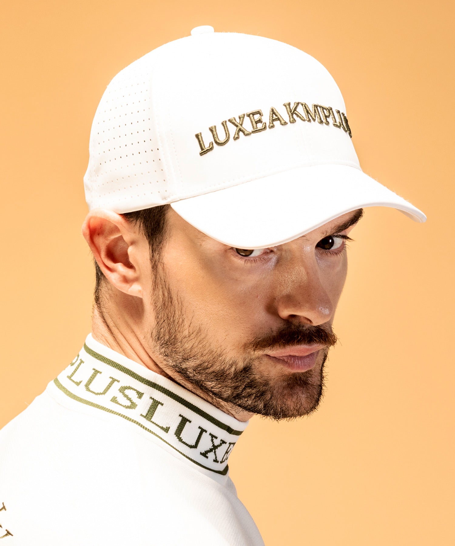 リュクスエイケイエムプラス LUXEAKMPLUS ゴルフ サイドメッシュキャップ (通気性 / UVカット) （ホワイト） ホワイト