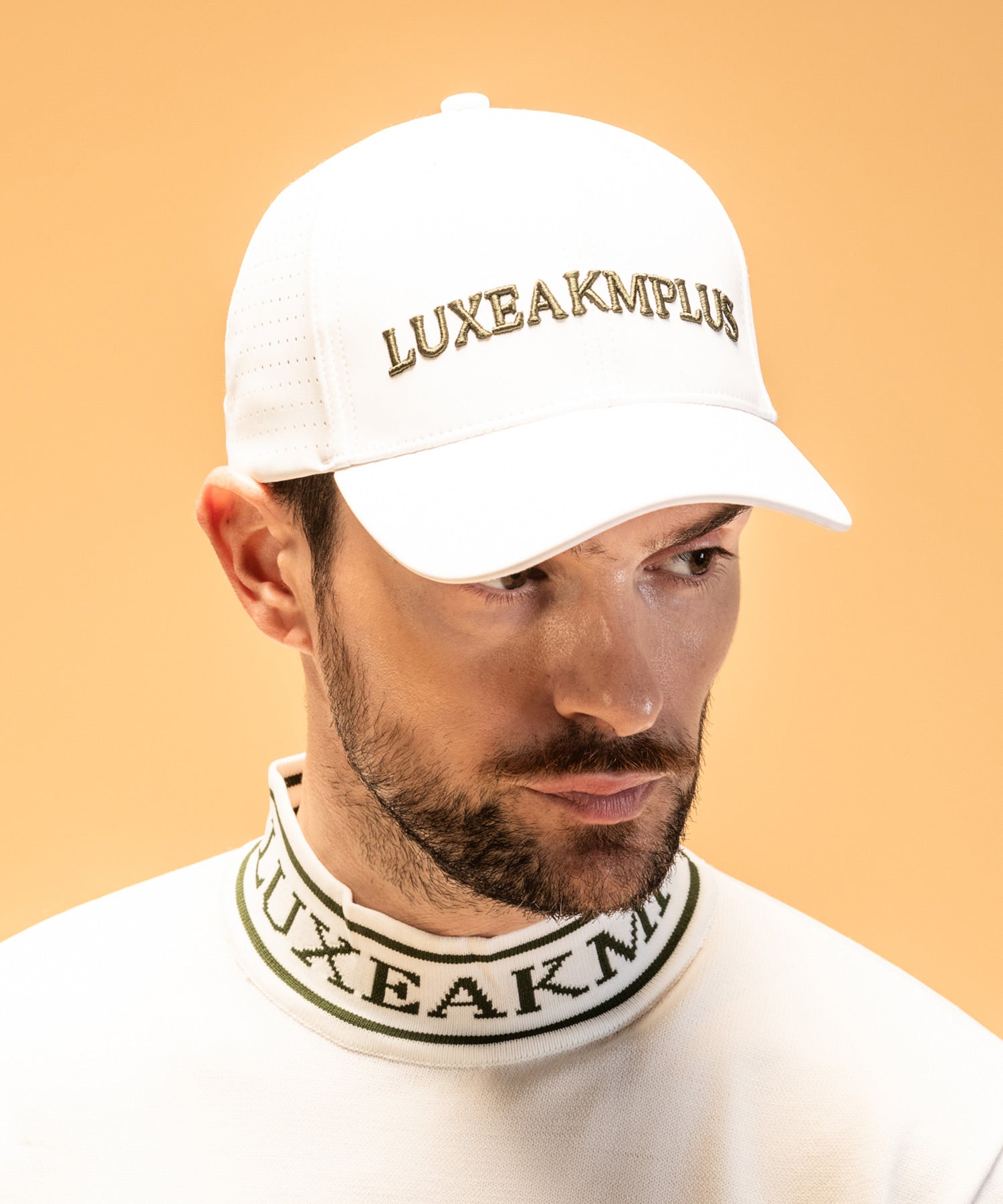 リュクスエイケイエムプラス LUXEAKMPLUS ゴルフ サイドメッシュキャップ (通気性 / UVカット) （ホワイト） ホワイト