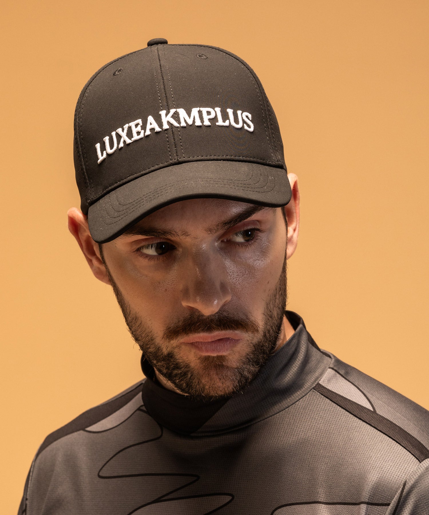 リュクスエイケイエムプラス LUXEAKMPLUS ゴルフ サイドメッシュキャップ (通気性 / UVカット) （ブラック） ブラック