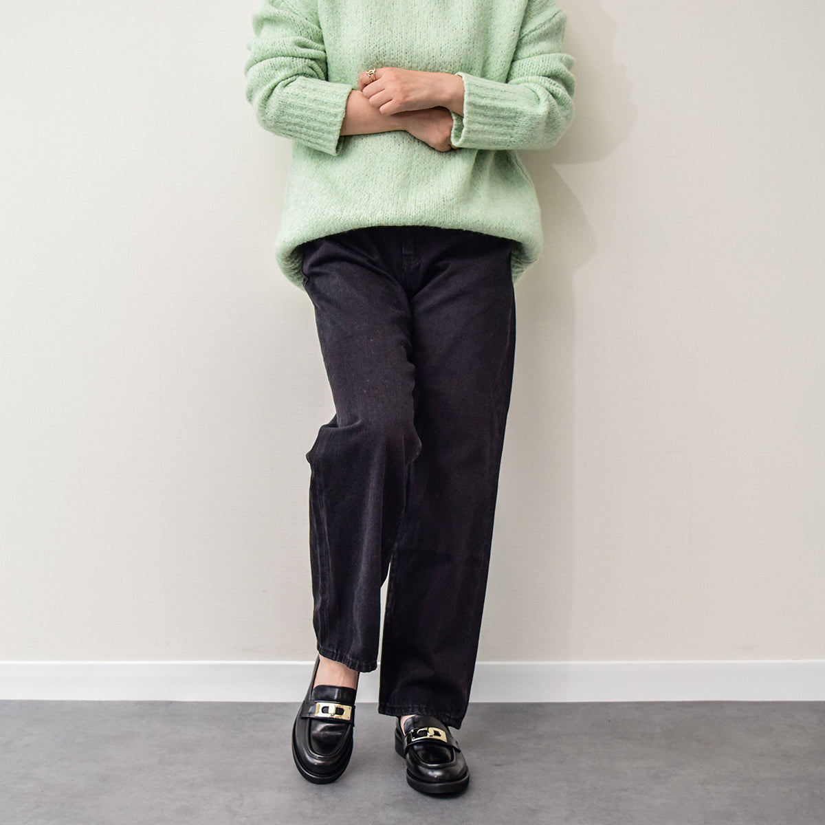 ルカ グロッシ Luca Grossi ラウンドトウメタルオーナメントローファー （ブラック） ブラック