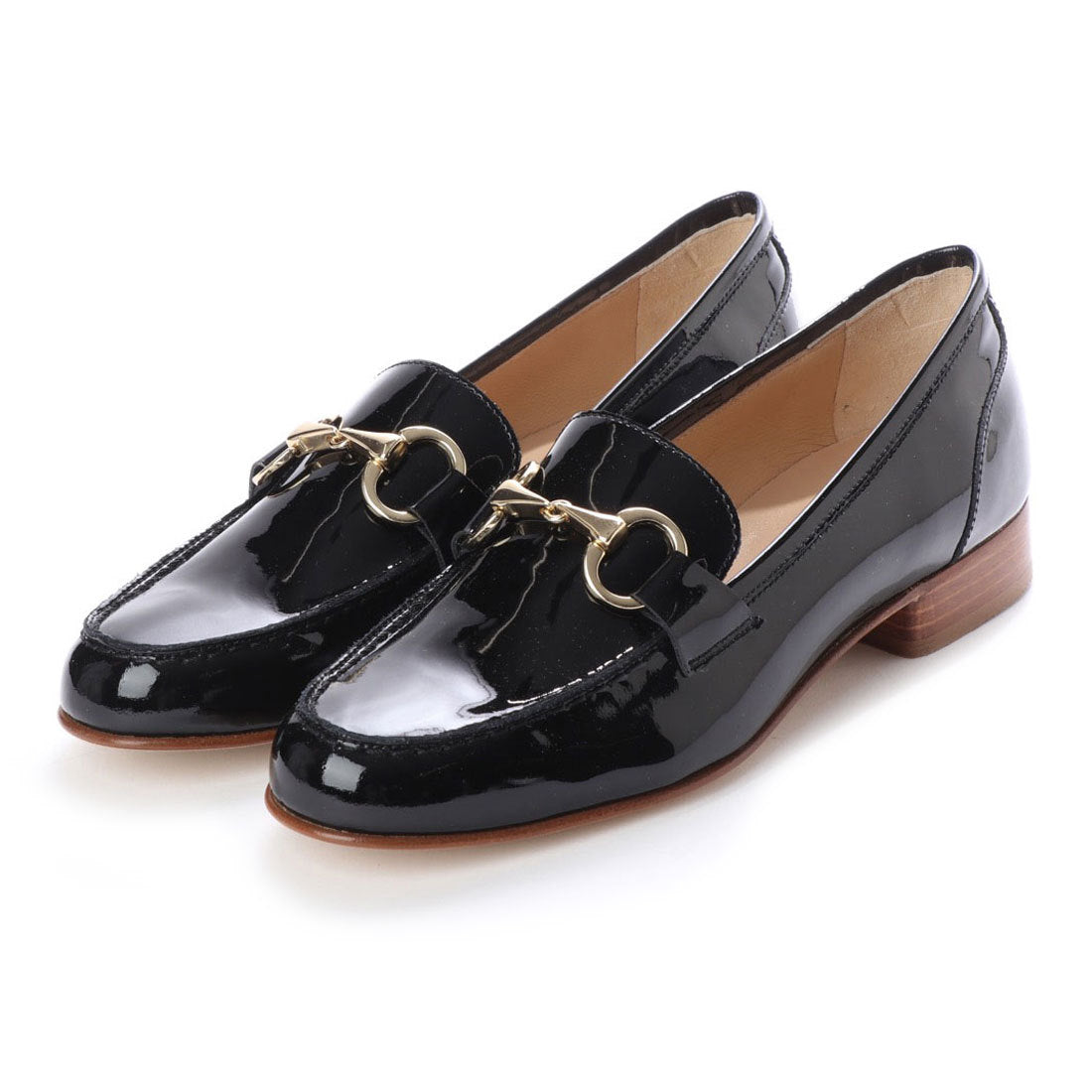ルカ グロッシ Luca Grossi 【INTER-CHAUSSURES】ヒールアクセント・ビットローファー,ブラックエナメル