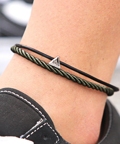 ラグスタイル LUXSTYLE 2連レザーアンクレット/アンクレット メンズ ロゴ レザー （ブラウン） ブラウン