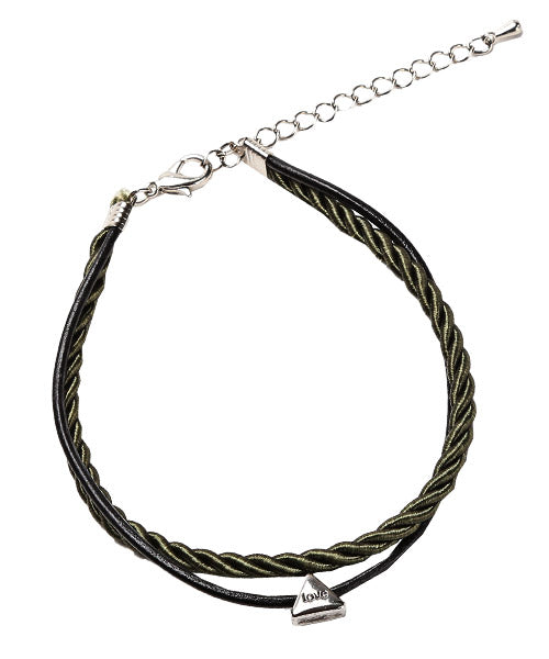 ラグスタイル LUXSTYLE 2連レザーアンクレット/アンクレット メンズ ロゴ レザー （ブラウン） ブラウン