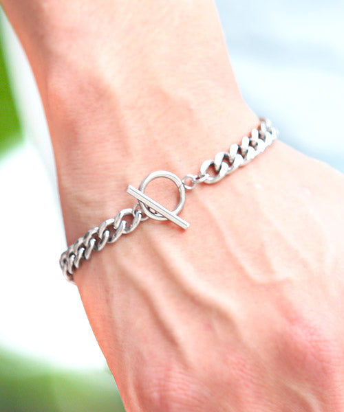 ラグスタイル LUXSTYLE ステンレスブレスレット/ブレスレット メンズ チェーン ステンレス シルバー アクセサリー （B） B
