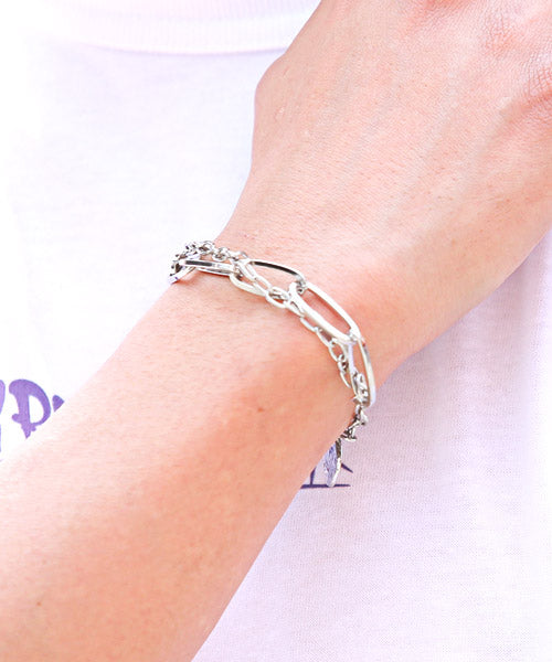 ラグスタイル LUXSTYLE チェーンブレスレット/ブレスレット メンズ チェーン 2連 メタルプレート シルバー アクセサリー （シルバー） シルバー