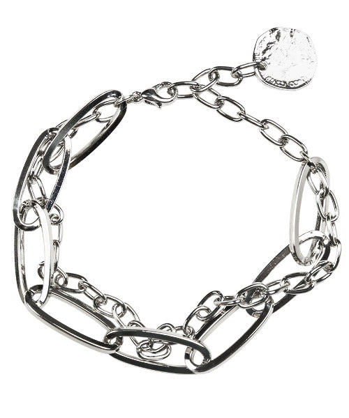 ラグスタイル LUXSTYLE チェーンブレスレット/ブレスレット メンズ チェーン 2連 メタルプレート シルバー アクセサリー （シルバー） シルバー