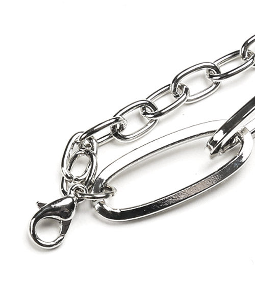 ラグスタイル LUXSTYLE チェーンブレスレット/ブレスレット メンズ チェーン 2連 メタルプレート シルバー アクセサリー （シルバー） シルバー