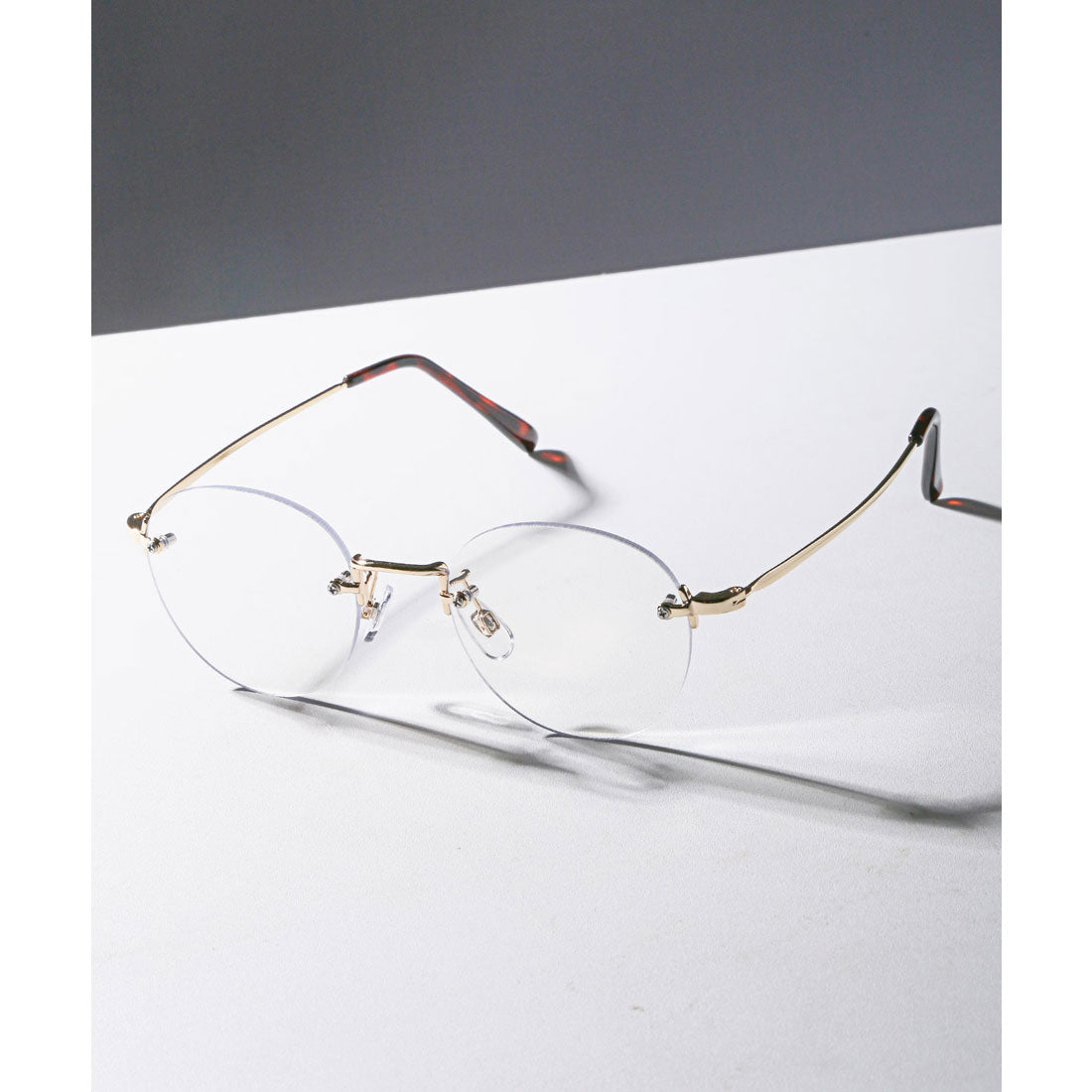 ラグスタイル LUXSTYLE リムレスラウンドサングラス/ラウンドサングラス メンズ レディース ユニセックス UVカット 紫外線カット 丸眼鏡 ラウンド リムレス （ゴールド×クリア） ゴールド×クリア