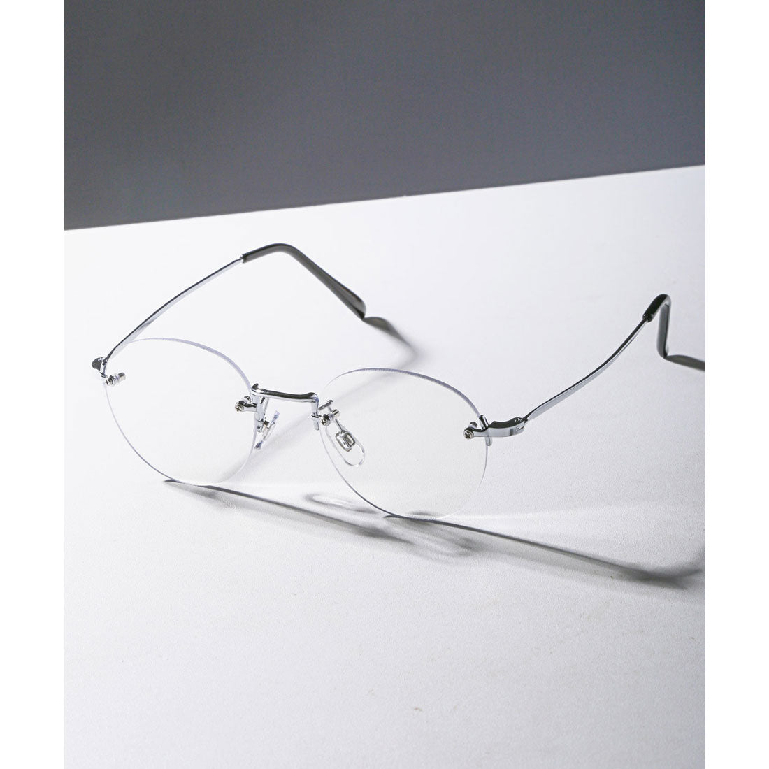 ラグスタイル LUXSTYLE リムレスラウンドサングラス/ラウンドサングラス メンズ レディース ユニセックス UVカット 紫外線カット 丸眼鏡 ラウンド リムレス （シルバー×クリア） シルバー×クリア