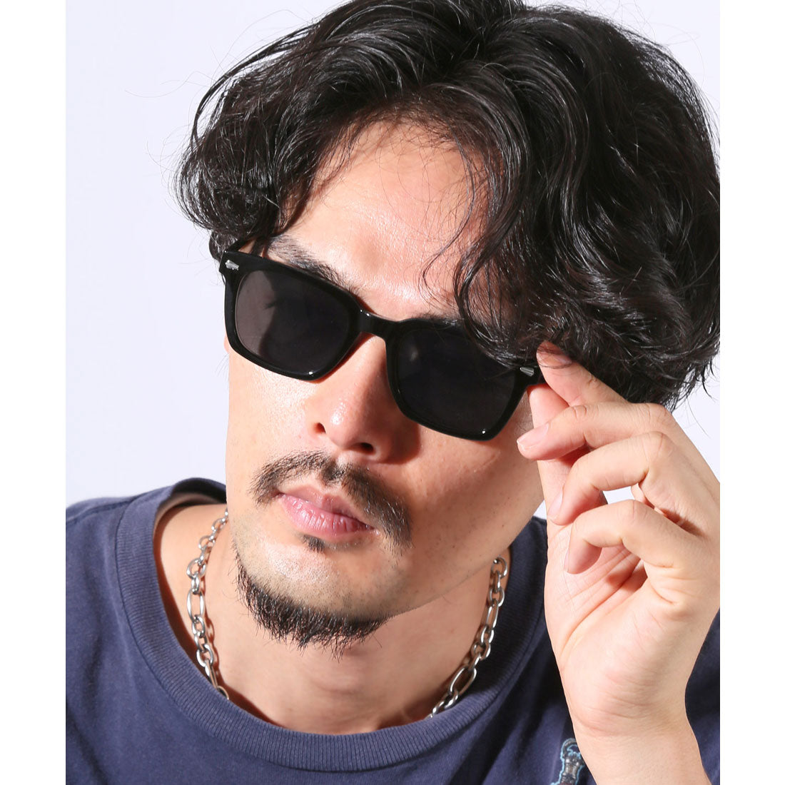 ラグスタイル LUXSTYLE スクエアウェリントンサングラス/ユニセックス UVカット 紫外線対策 スクエア ウェリントン 四角 度なし 小顔効果 おしゃれ （ブラック×ブルー） ブラック×ブルー