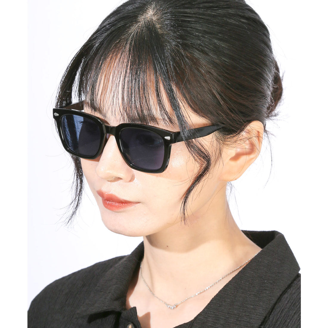 ラグスタイル LUXSTYLE スクエアウェリントンサングラス/ユニセックス UVカット 紫外線対策 スクエア ウェリントン 四角 度なし 小顔効果 おしゃれ （ブラック×ブルー） ブラック×ブルー