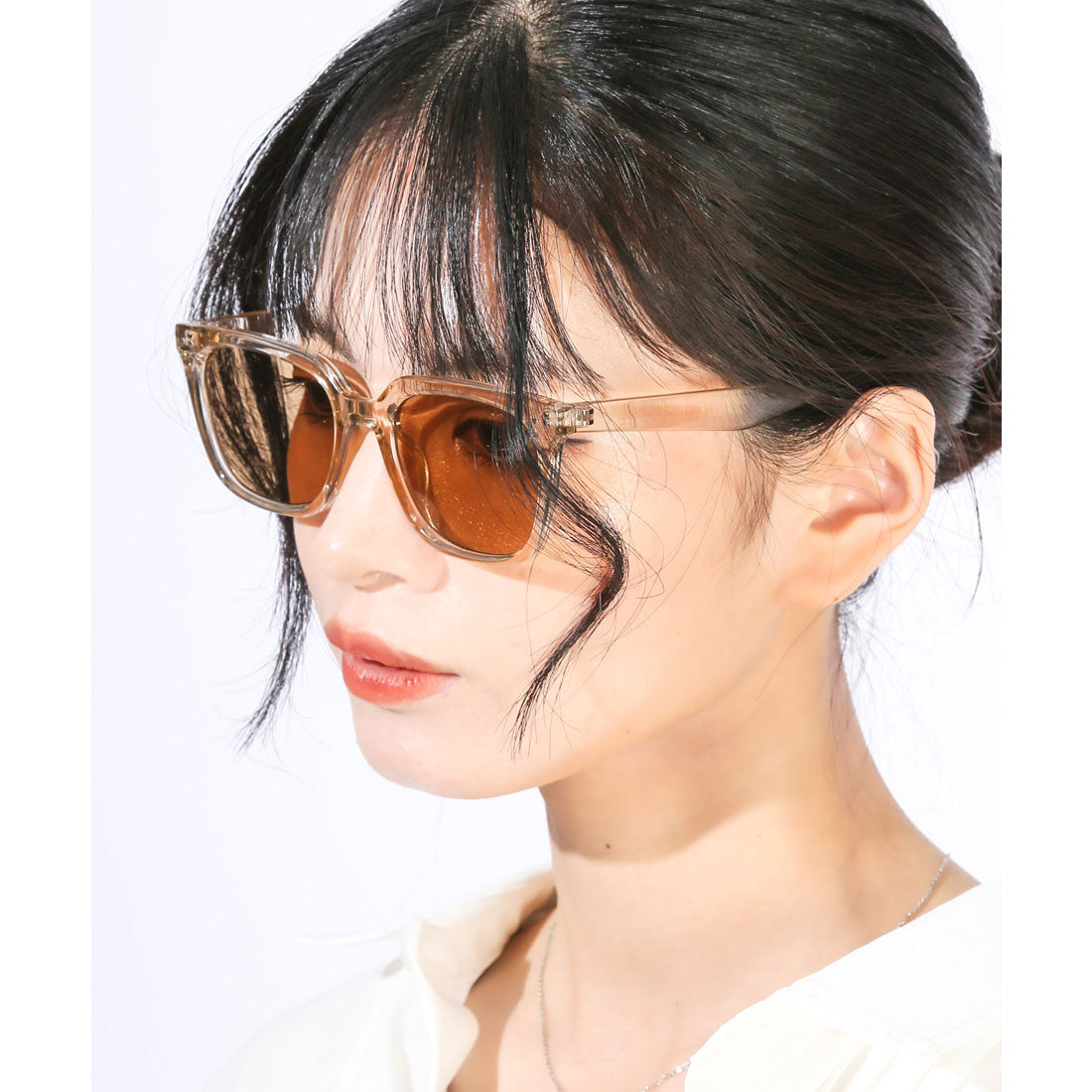 ラグスタイル LUXSTYLE スクエアウェリントンサングラス/ウェリントンサングラス ユニセックス UVカット 紫外線カット スクエアサングラス スクエアフレーム （クリアベージュ×ライトブラウン） クリアベージュ×ライトブラウン