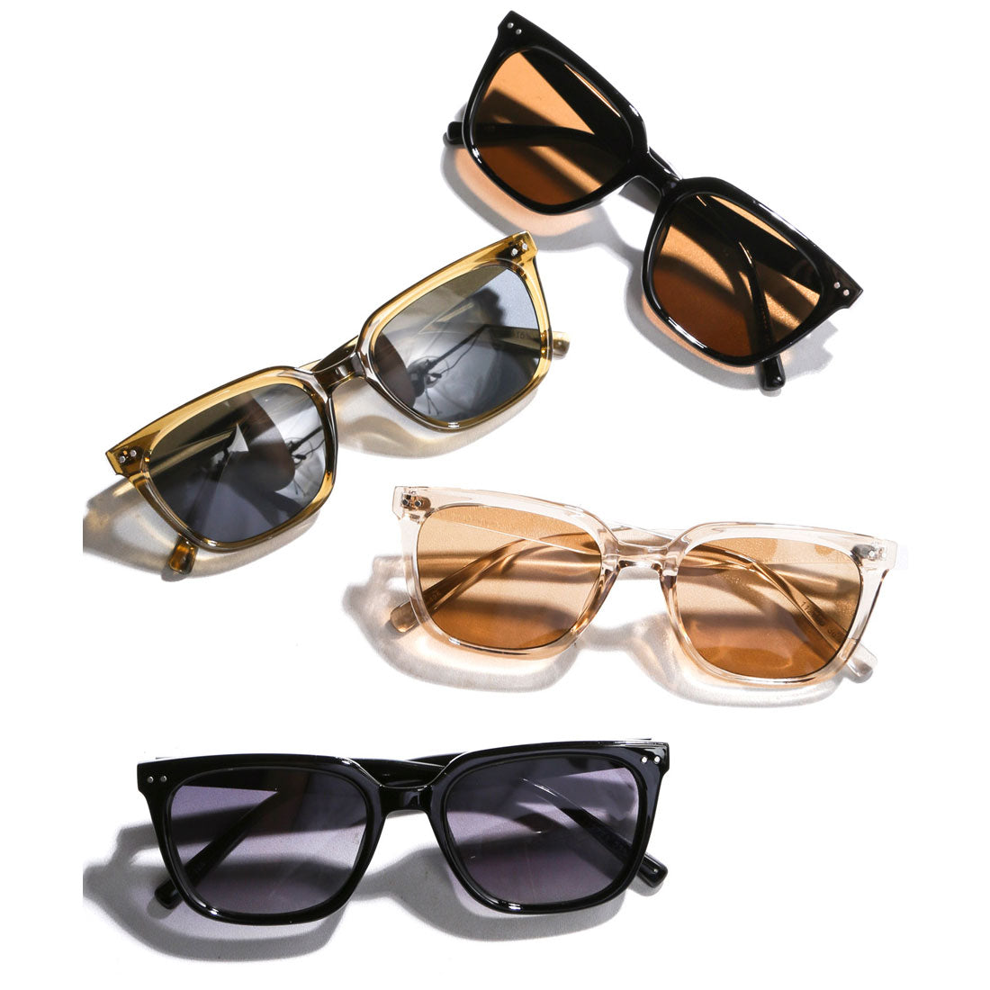 ラグスタイル LUXSTYLE スクエアウェリントンサングラス/ウェリントンサングラス ユニセックス UVカット 紫外線カット スクエアサングラス スクエアフレーム （クリアベージュ×ライトブラウン） クリアベージュ×ライトブラウン