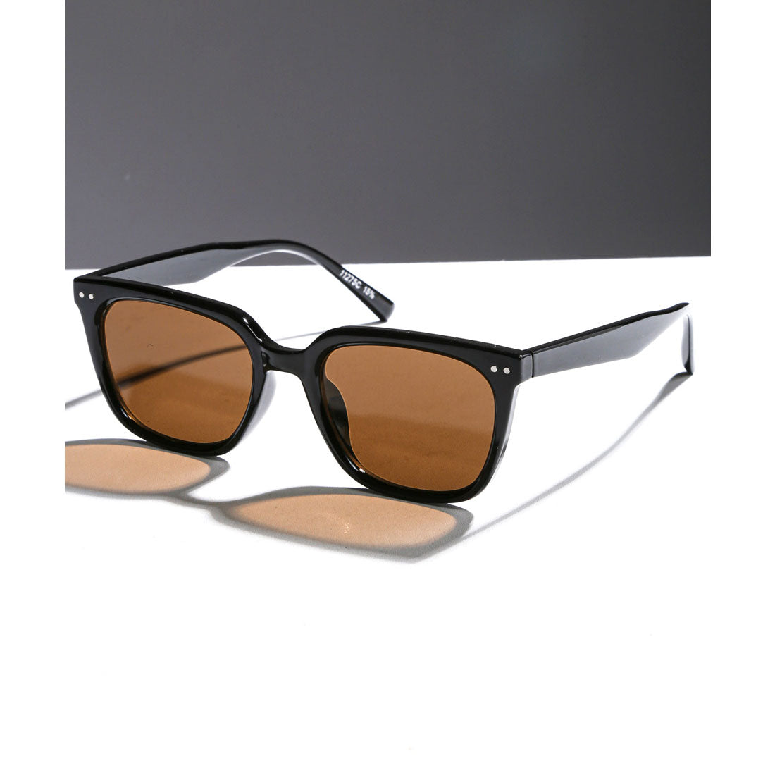 ラグスタイル LUXSTYLE スクエアウェリントンサングラス/ウェリントンサングラス ユニセックス UVカット 紫外線カット スクエアサングラス スクエアフレーム （ブラック×ブラウン） ブラック×ブラウン