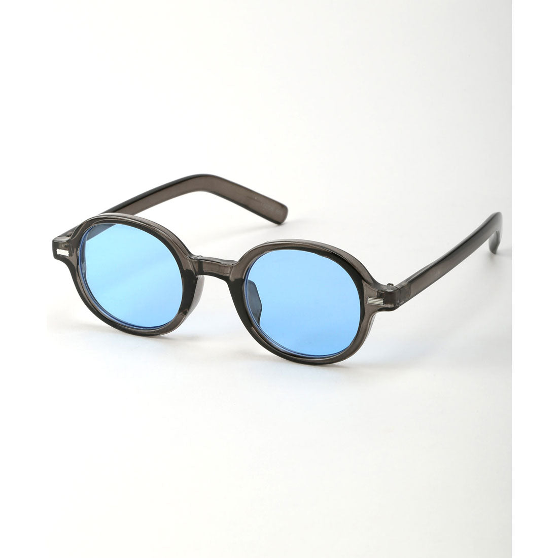 ラグスタイル LUXSTYLE レトロラウンドサングラス/ユニセックス ラウンド 丸い 丸眼鏡 UVカット 紫外線カット レトロ 黒縁 デミ クリアフレーム （ブラック×ブルー） ブラック×ブルー