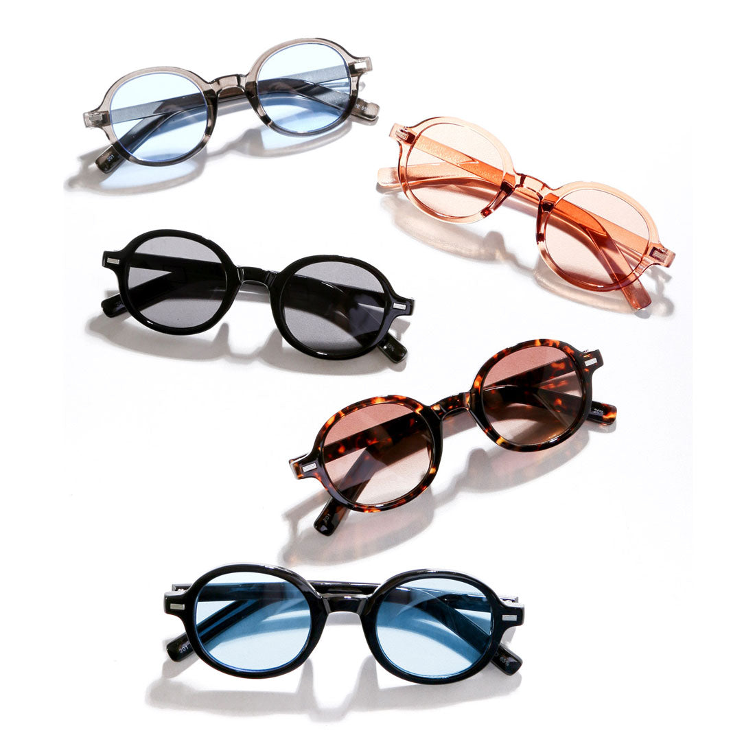 ラグスタイル LUXSTYLE レトロラウンドサングラス/ユニセックス ラウンド 丸い 丸眼鏡 UVカット 紫外線カット レトロ 黒縁 デミ クリアフレーム （ブラック×ブルー） ブラック×ブルー