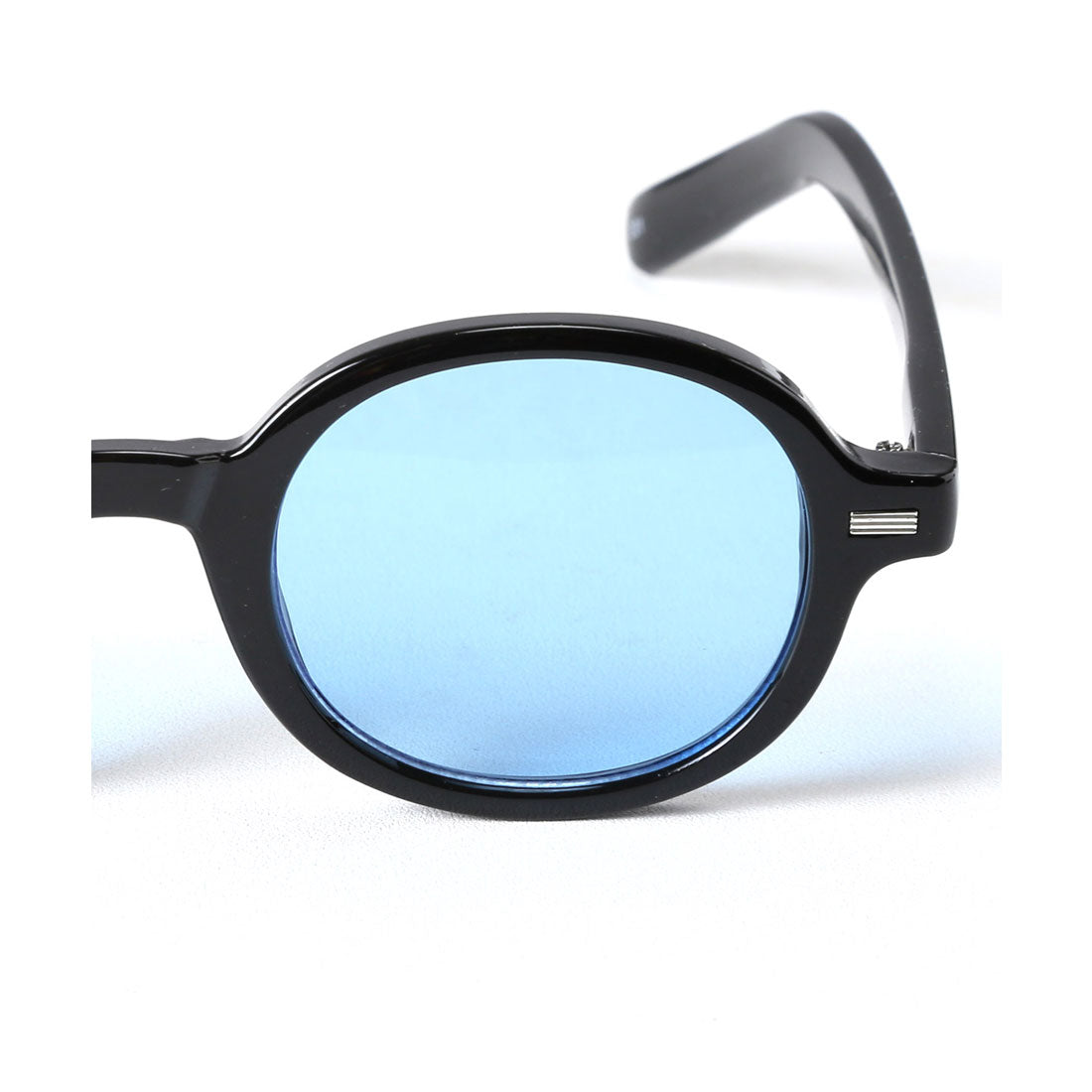 ラグスタイル LUXSTYLE レトロラウンドサングラス/ユニセックス ラウンド 丸い 丸眼鏡 UVカット 紫外線カット レトロ 黒縁 デミ クリアフレーム （ブラック×ブルー） ブラック×ブルー