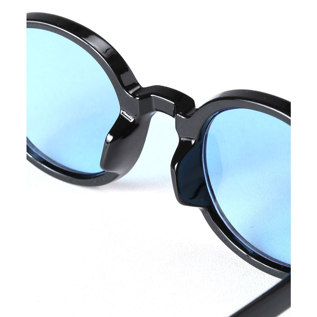 ラグスタイル LUXSTYLE レトロラウンドサングラス/ユニセックス ラウンド 丸い 丸眼鏡 UVカット 紫外線カット レトロ 黒縁 デミ クリアフレーム （ブラック×ブルー） ブラック×ブルー