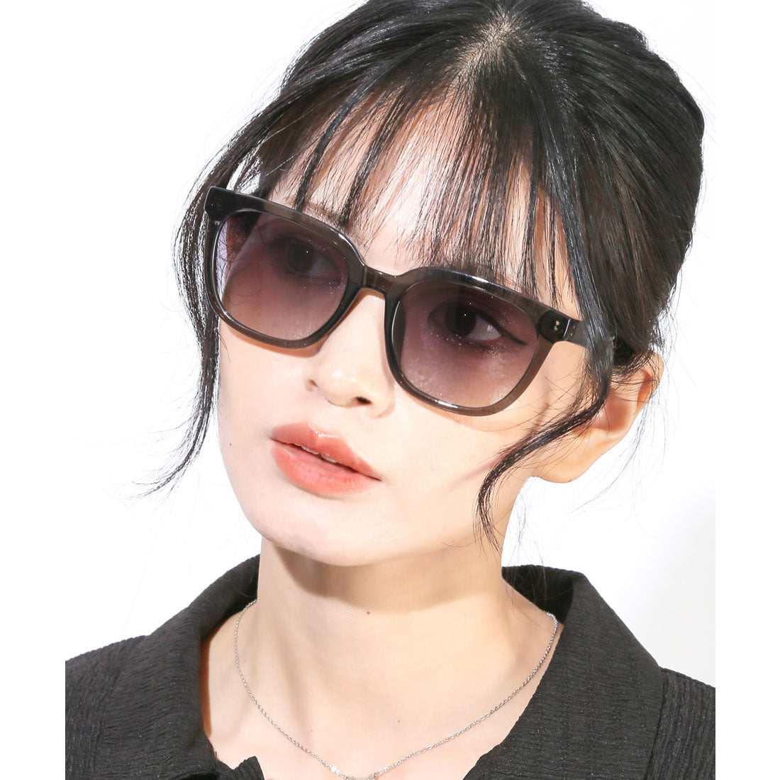 ラグスタイル LUXSTYLE ウェリントンサングラス/ウェリントンサングラス ユニセックス UVカット 紫外線カット ウェリントン カラーレンズ クリアフレーム （ブラック×スモーク） ブラック×スモーク