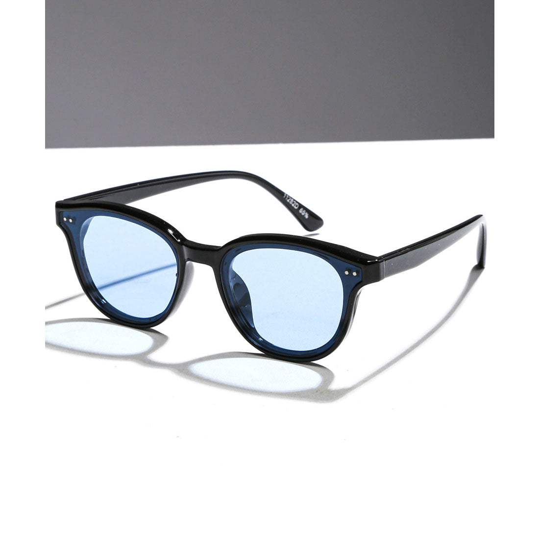 ラグスタイル LUXSTYLE ボスリントンサングラス/ユニセックス UVカット 紫外線カット ボストンサングラス ウェリントンサングラス カラーレンズ （ブラック×ライトブルー） ブラック×ライトブルー